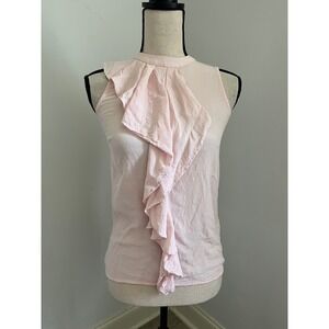H&M Ruffled Sleeveless Blouse Size 4 Light Pink Romantic Soft Girl Office Siren